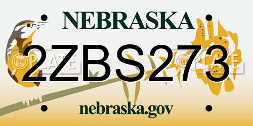 2ZBS273 Nebraska License Plate