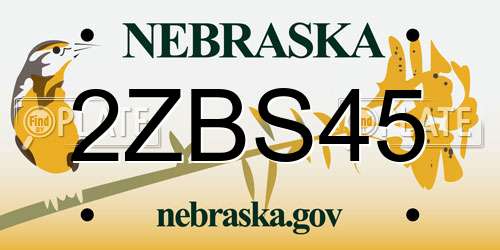 2ZBS45 Nebraska License Plate