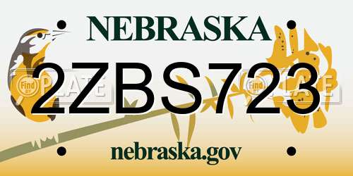 2ZBS723 Nebraska License Plate