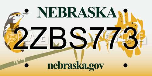 2ZBS773 Nebraska License Plate