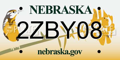 2ZBY08 Nebraska License Plate