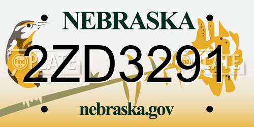 2ZD3291 Nebraska License Plate