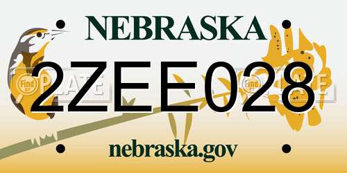 2ZEE028 Nebraska License Plate