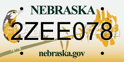 2ZEE078 Nebraska License Plate