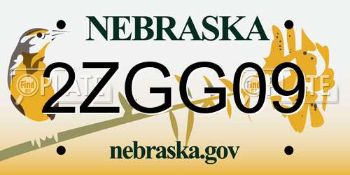 2ZGG09 Nebraska License Plate