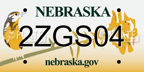 2ZGS04 Nebraska License Plate