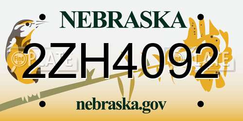 2ZH4092 Nebraska License Plate