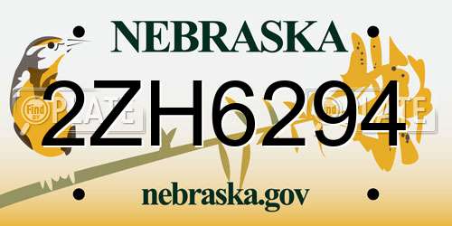 2ZH6294 Nebraska License Plate