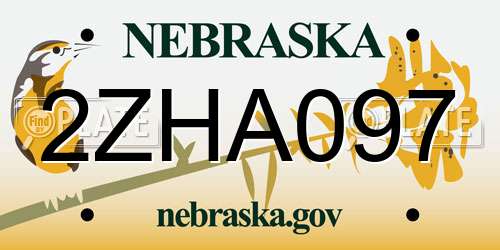 2ZHA097 Nebraska License Plate