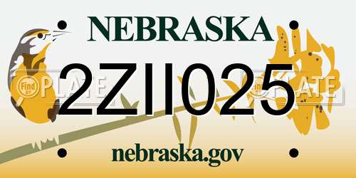2ZII025 Nebraska License Plate