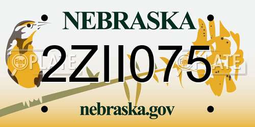 2ZII075 Nebraska License Plate