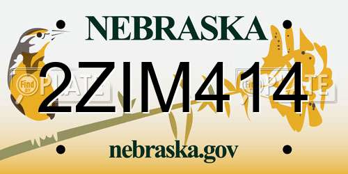 2ZIM414 Nebraska License Plate