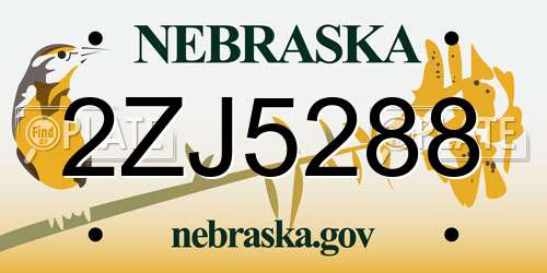 2ZJ5288 Nebraska License Plate