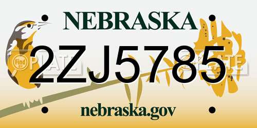 2ZJ5785 Nebraska License Plate