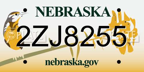 2ZJ8255 Nebraska License Plate
