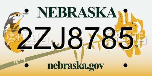 2ZJ8785 Nebraska License Plate
