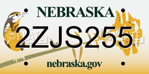 2ZJS255 Nebraska License Plate