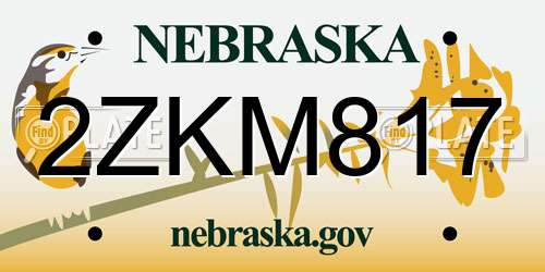 2ZKM817 Nebraska License Plate