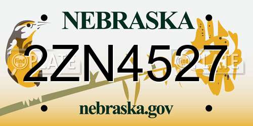 2ZN4527 Nebraska License Plate