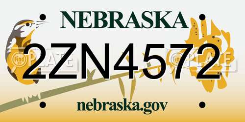 2ZN4572 Nebraska License Plate