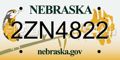 2ZN4822 Nebraska License Plate