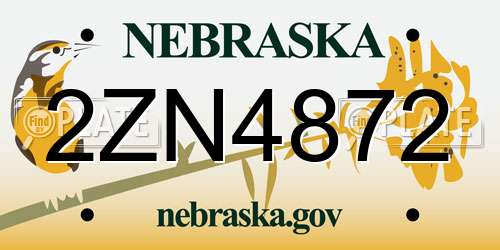 2ZN4872 Nebraska License Plate