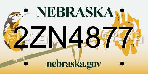 2ZN4877 Nebraska License Plate
