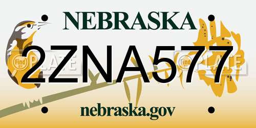 2ZNA577 Nebraska License Plate