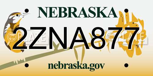 2ZNA877 Nebraska License Plate