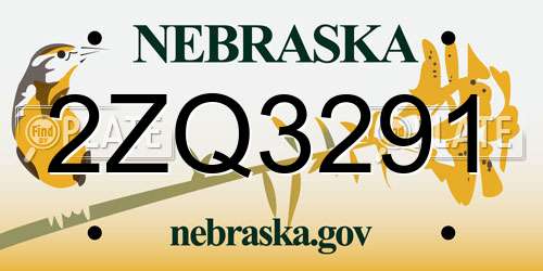 2ZQ3291 Nebraska License Plate