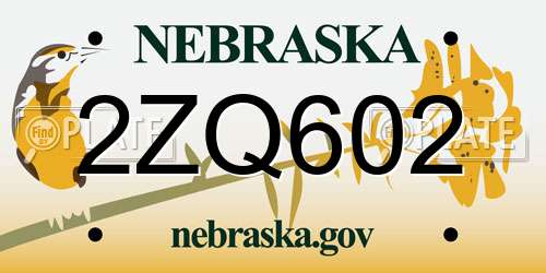 2ZQ602 Nebraska License Plate
