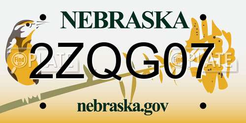 2ZQG07 Nebraska License Plate