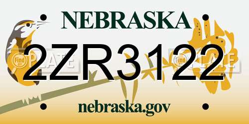 2ZR3122 Nebraska License Plate