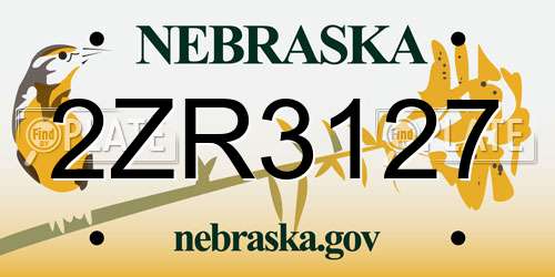 2ZR3127 Nebraska License Plate