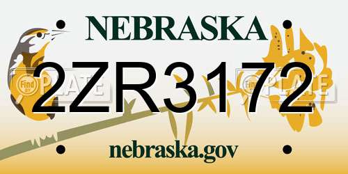 2ZR3172 Nebraska License Plate
