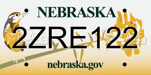 2ZRE122 Nebraska License Plate