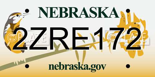 2ZRE172 Nebraska License Plate