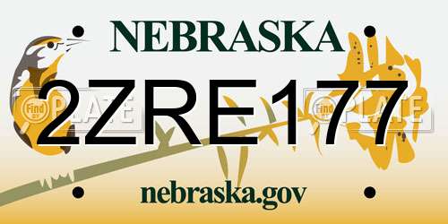 2ZRE177 Nebraska License Plate