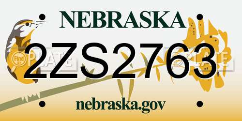 2ZS2763 Nebraska License Plate