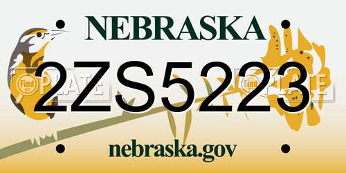 2ZS5223 Nebraska License Plate