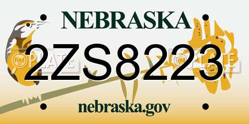 2ZS8223 Nebraska License Plate