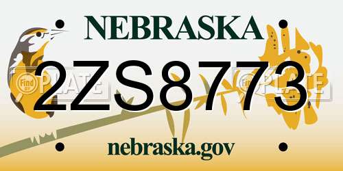 2ZS8773 Nebraska License Plate