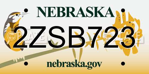 2ZSB723 Nebraska License Plate