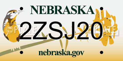2ZSJ20 Nebraska License Plate