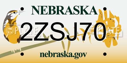2ZSJ70 Nebraska License Plate
