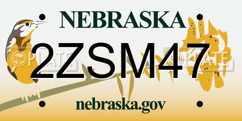 2ZSM47 Nebraska License Plate