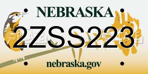 2ZSS223 Nebraska License Plate