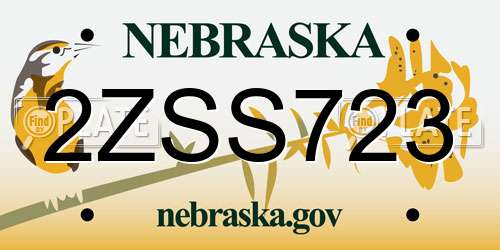 2ZSS723 Nebraska License Plate