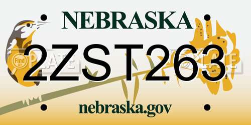 2ZST263 Nebraska License Plate