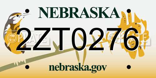 2ZT0276 Nebraska License Plate